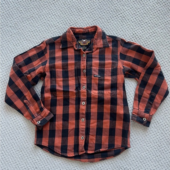 Harley Davidson women’s XS plaid Buffalo print button up shirt - Picture 1 of 6